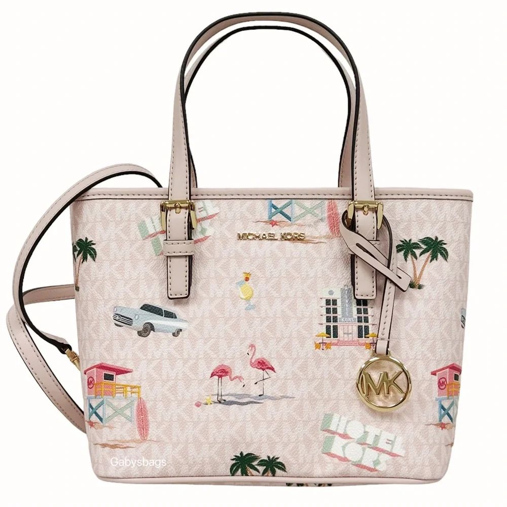 Michael Kors Jet Set XS Carryall Tote Crossbody Light Powder Blush Pink MK Miami - Picture 2 of 5